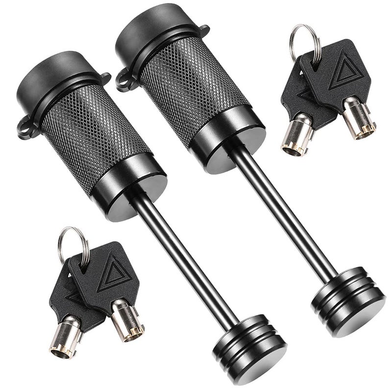 CZC AUTO Trailer Tongue Coupler Lock Keyed Alike Dia 1/4 Inch, 2-1/2 Inch Span Fits Latch-type Coupler for Towing Boat Truck RV Car Trailer (2 Pack) - Image 1